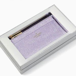NWT Kate Spade Tinsel Glitter Large Slim Card Holder Boxed